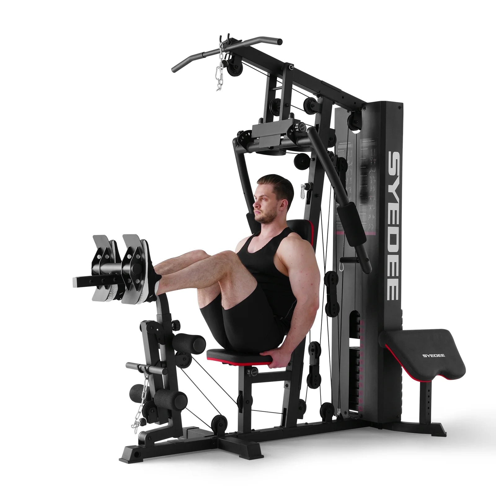 Home Gym Station, Workout Station with 150LBS Weight Stack, Home Gym Equipment for All Body Training.