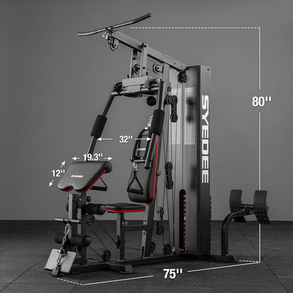 Home Gym Station, Workout Station with 150LBS Weight Stack, Home Gym Equipment for All Body Training.