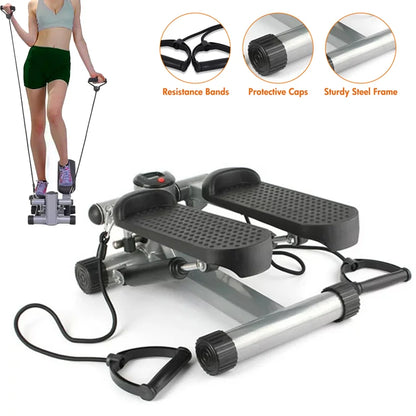 Steppers for Exercise, Stair Stepper with Resistance Bands, Mini Stepper Health & Fitness Stepper with LCD Monitor White