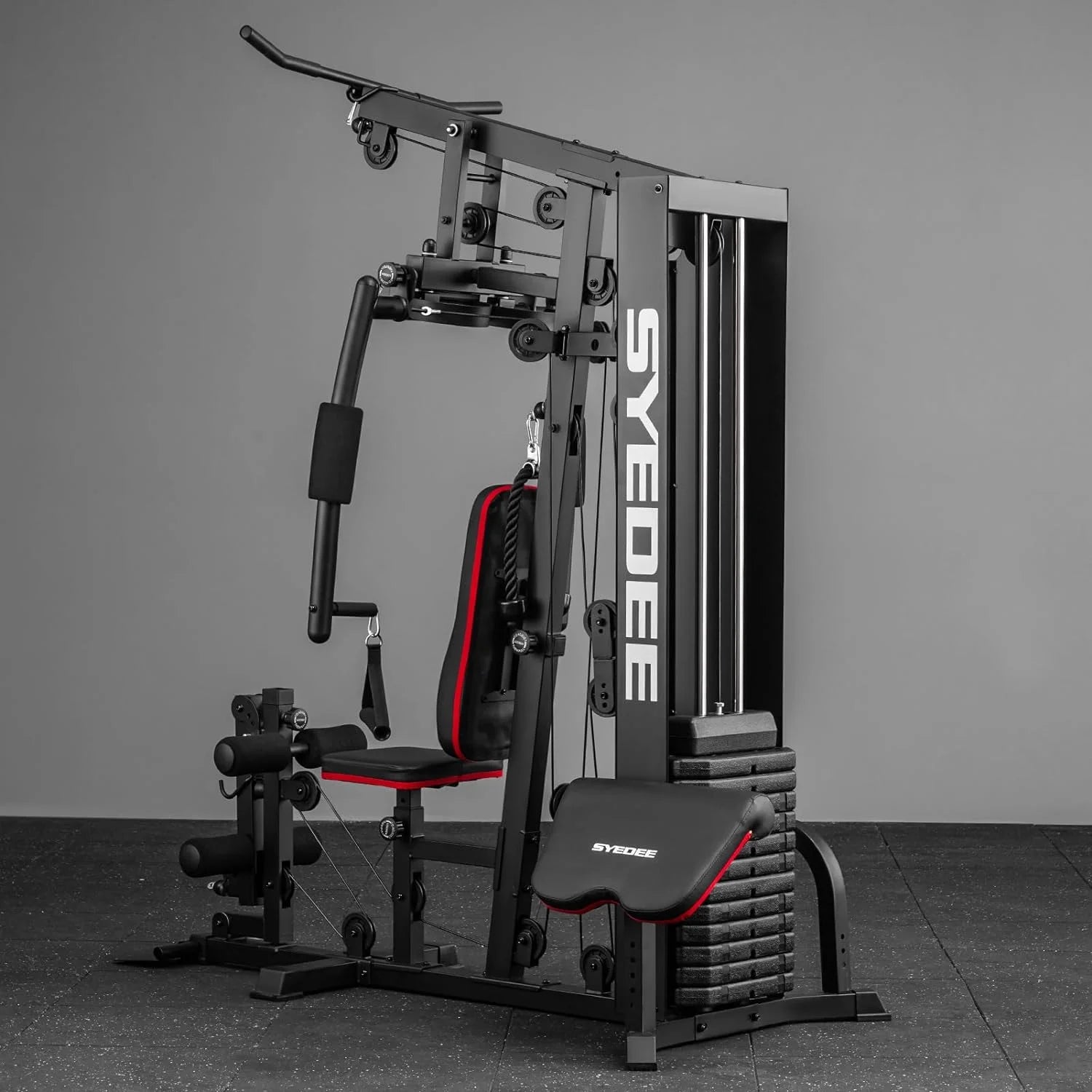 Home Gym Station, Workout Station with 150LBS Weight Stack, Home Gym Equipment for All Body Training.